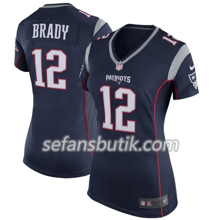 New England Patriots Tröjor Tom Brady 12 Nike Navy - Dame New England Patriots Tröjor Tom Brady 12 Nike Navy - Dame